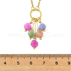 Collana da donna con ciondolo a nappa e perline di tormalina multicolore naturale a forma di dado&nbsp;NJEW-JN06450-01