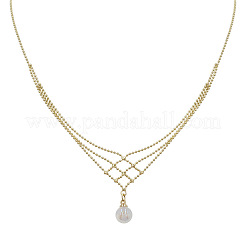 Ожерелья из плетеной цепи с подвеской из белого круглого пластикового жемчуга для женщин FS-WGB6B91-01