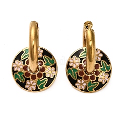 Серьги-кольца из нержавеющей стали 304 с эмалью EJEW-Q040-01B-G