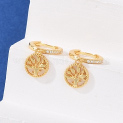 925 boucles d'oreilles créoles en argent sterling avec micro pavé de zircone cubique transparent pour femme&nbsp;EJEW-G427-01G-01