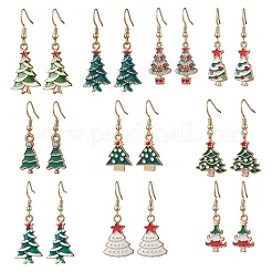 10 пара эмалевых сережек-елочек из сплава&nbsp;EJEW-JE06538