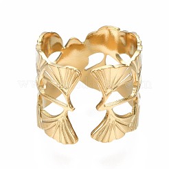 Кольцо-манжета из нержавеющей стали 304 с оберткой из листьев гинкго RJEW-T023-28G