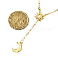 Ожерелье-лассо из нержавеющей стали 304 с луной и солнцем NJEW-JN04523