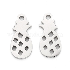 変色しにくい304ステンレススチールチャーム  レーザー切断  パイナップル  ステンレス鋼色  11.5x5.5x1mm  穴：1.2mm&nbsp;STAS-I151-36P
