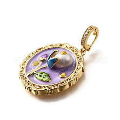 Латунные подвески с микропаве из кубического циркония и эмали KK-R222-08G-03