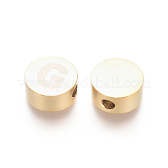 304ステンレススチールビーズ  アルファベット付きフラットラウンド  文字.g  10x4.5mm  穴：2mm&nbsp;STAS-I126-02G-G