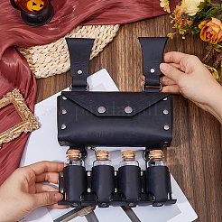 Rechteckige mittelalterliche Gürteltasche aus PU-Leder mit Gürtel und 4 Glastrankflasche&nbsp;AJEW-WH0752-296A