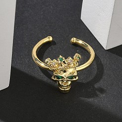 Латунные микро проложить манжеты кольца кубического циркония&nbsp;RJEW-G364-03G-02