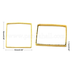 スクエア真鍮製フレームコネクター  ニッケルフリー  ゴールドカラー  15x15x1.1mm&nbsp;EC03015mm-NFG