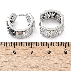 Латунные серьги-кольца с черным кубическим цирконием&nbsp;EJEW-Q016-11P