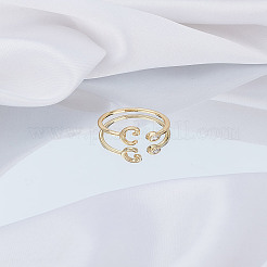 1 anillo abierto de latón con micro pavé de circonita cúbica transparente para mujer&nbsp;RJEW-LP0002-37C