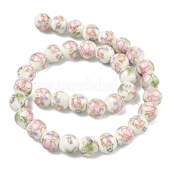 Fatti a mano fiore di porcellana stampato branelli di ceramica fili&nbsp;PORC-M007-10mm-07