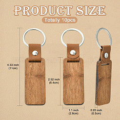10 шт. прямоугольные деревянные заготовки для брелоков-подвесок&nbsp;FIND-YW0008-08