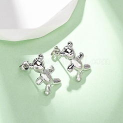 Серьги-гвоздики из латуни в форме медведя&nbsp;EJEW-D322-04P