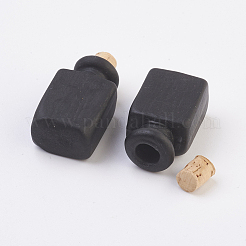 手作りランプワーク香水瓶ペンダント  精油ボトル  艶消し  直方体の  ブラック  28.5~29mm  穴：5.5mm  ボトル容量：0.5~1ml（0.017~0.03液量オンス）&nbsp;LAMP-P044-O08