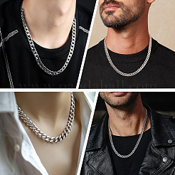 Collier chaîne cubaine en acier inoxydable 304 (1 pièce) pour homme et femme&nbsp;NJEW-SP0001-23C