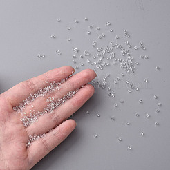 ガラスシードビーズ  トランスペアレント  ラウンド  ホワイト  12/0  2mm  穴：1mm  約30000ビーズ/ポンド&nbsp;SEED-A004-2mm-1