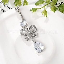 Сплав кристалл горный хрусталь подвеска изогнутая штанга живот кольца&nbsp;LS-AJEW-R007-04P-05