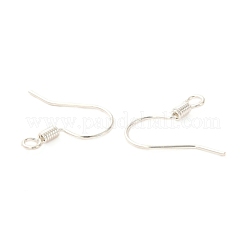 真鍮のピアスフック  水平ループ付き  長持ちメッキ  銀  16x17x2mm  穴：1.5mm  24ゲージ  ピン：0.5mm&nbsp;KK-F828-01S