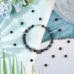 2 нити бусин из натурального черного агата G-GO0001-08