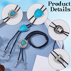2 Stück 2 Stile Legierung & synthetischer türkisfarbener Dreiecksanhänger Boho-Krawatten-Lasso-Halsketten&nbsp;NJEW-GF0001-19