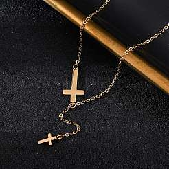 Ожерелья с крестом из нержавеющей стали 304 для женщин&nbsp;NJEW-Z065-05G