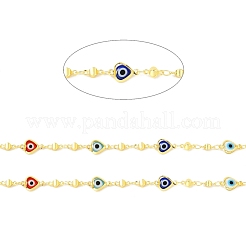 Латунное сердце ручной работы со стеклянной цепочкой от сглаза CHC-D032-03G