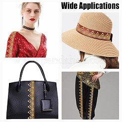 Лента в этническом стиле с утюгом/пришивкой из полиэстера с металлизированной вышивкой и цветочной лентой SRIB-WH0011-204C