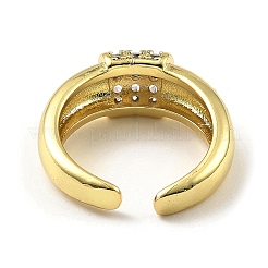 Стойка покрытие латунь микро паве кубический цирконий открытая манжета кольцо&nbsp;RJEW-H218-02G