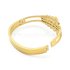 Браслеты из нержавеющей стали 304 с ажурными листьями и стразами для женщин&nbsp;BJEW-D044-03A-G