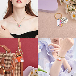 24 шт. 6 стиля эмалевые подвески в виде животных и цветов&nbsp;ENAM-YW0005-47