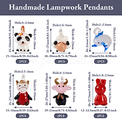 12pcs 6 Stil handgefertigte Bunte Malerei Anhänger&nbsp;LAMP-BY0001-04