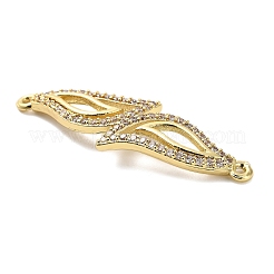 Messing Micro Pave klare Zirkonia Doppelblätter Verbinder Charms&nbsp;KK-L229-057G