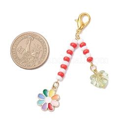 Подвески из эмали из цветочного сплава HJEW-MZ00337-03