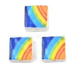 Фарфоровые бусины ручной работы с принтом в виде радужного узора&nbsp;PORC-G016-05