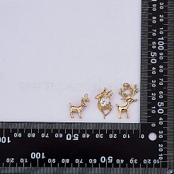12個4スタイル真鍮製マイクロパヴェクリアキュービックジルコニアペンダント  18KGP本金メッキ  18~26x11.5~18x3~6.5mm  穴：0.8~3.4mm  3個/スタイル&nbsp;ZIRC-SZ0003-43