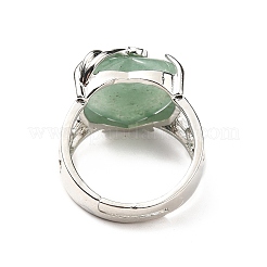 Регулируемые кольца из натурального зеленого авантюрина RJEW-P043-03P-15