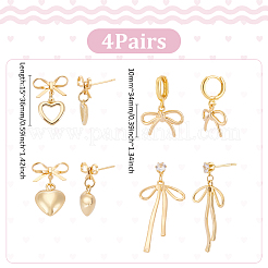 4 пара сережек-гвоздиков и комплект из колец из латуни EJEW-UN00011