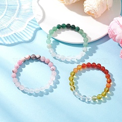 3 шт. браслеты из натуральных смешанных драгоценных камней с круглыми бусинами для женщин и мужчин BJEW-TA00689