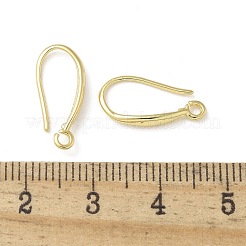 真鍮のピアスフック  水平ループ付き  18KGP本金メッキ  15.5x8~9x2.5mm  穴：1.6~2mm  ピン：0.7mm&nbsp;X-KK-A236-13G