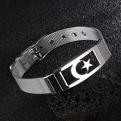 星/音符ステンレススチールブレスレット女性男性用  スター  8-5/8インチ（22cm）&nbsp;PW-WG7B597-02