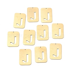 イオンプレーティング（IP）304ステンレスペンダント  アルファベットの長方形  中空  文字.j  32x22x1mm  穴：1.5mm&nbsp;STAS-K216-49J-G