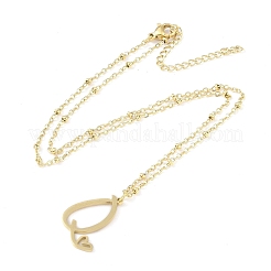 304ステンレススチールペンダントネックレス  文字チャーム  文字Q  16.22インチ（41.2cm）  ペンダント：20x17.5x1.3mm&nbsp;NJEW-H029-02G-Q