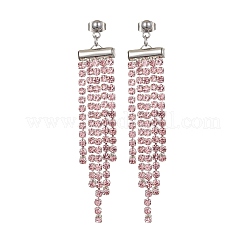 Серьги-кисточки со стеклянными цепочками и стразами EJEW-JE05473