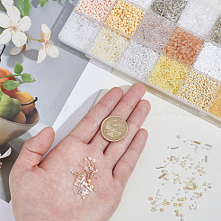 DIYファインディングキット  ガラス＆アクリルビーズを含む  きいろ  E：1.5~8x1.5~3.5mm  穴：0.5~1mm&nbsp;DIY-PA0001-90E