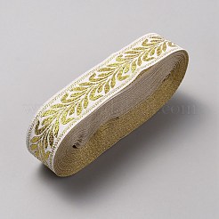 10 ярд жаккардовых лент из полиэстера с узором в виде листьев в этническом стиле&nbsp;OCOR-WH0036-54