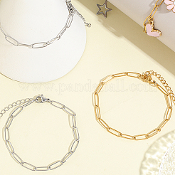 10 bracelet à chaîne trombone en acier inoxydable 304&nbsp;BJEW-BBC0001-21