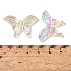 UVメッキ透明アクリルビーズ  蝶  透明  21x32x4mm  穴：1.6mm&nbsp;OACR-G036-12
