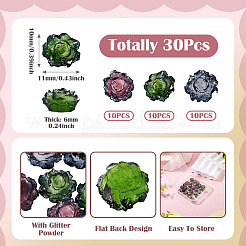 30 cabochon di fiori di rosa in resina di 3 colori&nbsp;CRES-TA0001-96