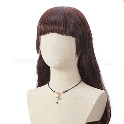 カラフルなキュービック ジルコニア バタフライ ペンダント ネックレスと女性のための天然混合宝石ビーズ チェーン  17.13インチ（43.5cm）&nbsp;NJEW-JN04169
